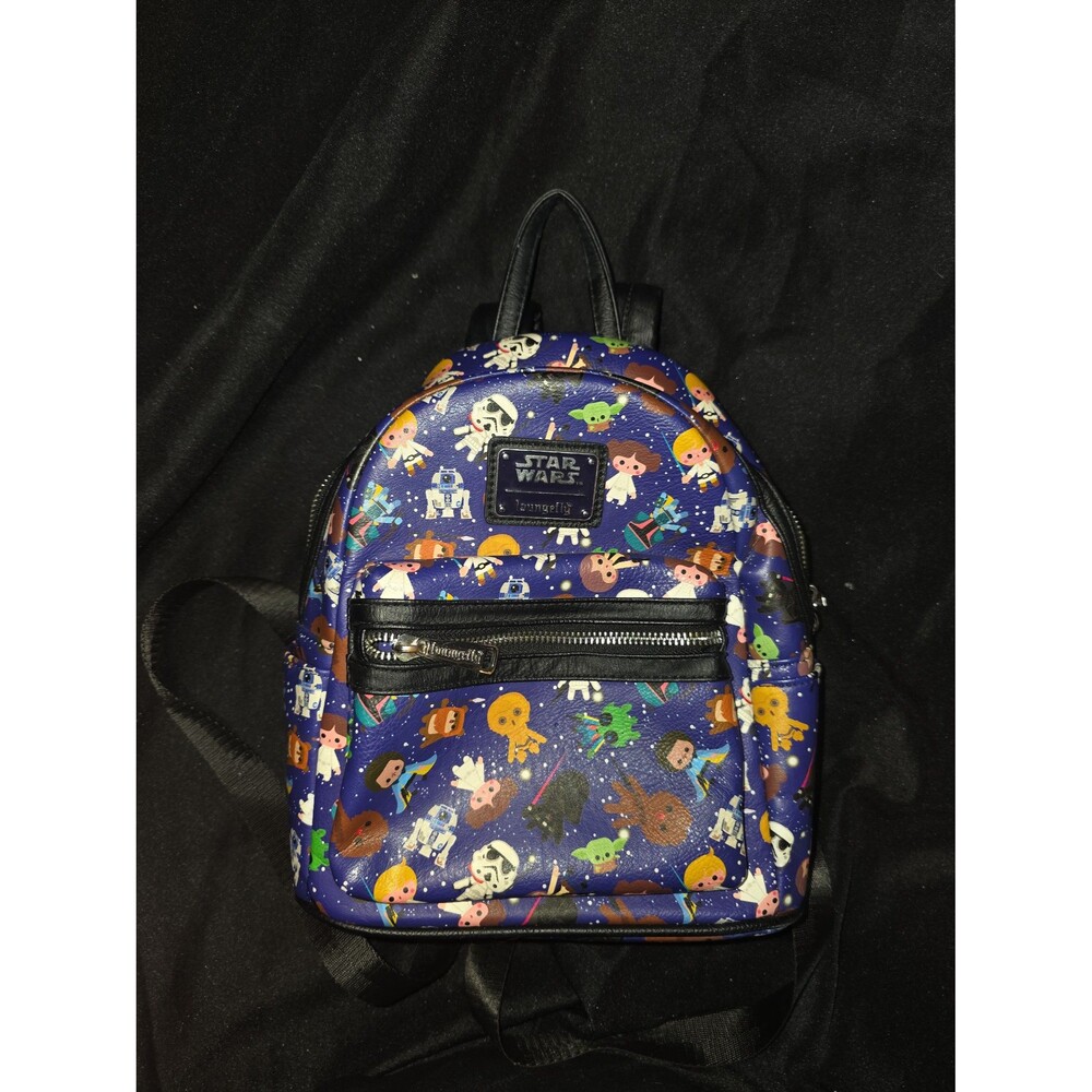 Loungefly Disney star wars chibi character print mini backpack bookbag bag tote!